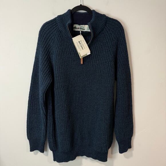 Aran Crafts Other - Aran Crafts NEW Men's 1/2 Zip Sweater 100% Wool Blackwatch Navy Green Large